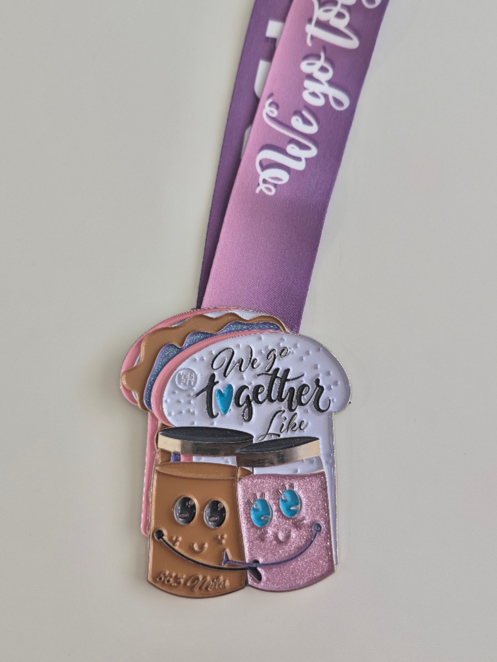 Yes.Fit Running Club PB & J 86.3 Miles Virtual Award Medal We Go Together Run